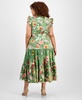 Plus Size Printed Drawstring-Waist Midi Dress