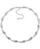 Silver-Tone Crystal Tear-Shape Link Collar Necklace, 16" + 3" extender