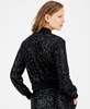 Women's Zip-Front Long-Sleeve Sequin Bomber Jacket