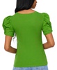 Women's Puff Sleeve Short Sleeve Knit T-shirt