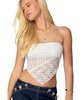 Womens Sheer Lace Handkerchief Top
