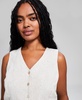 Women's Linen-Blend V-Neck Vest, Created for Macy's