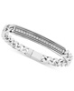 EFFY® Men's Zircon Horizontal Bar Cuban Chain Link Bracelet (7/8 ct. t.w.) in Sterling Silver