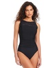 Women's Textured Mesh High-Neck Swimsuit