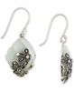 Jade (15 x 20 x 4mm) & Marcasite Flower Drop Earrings in Sterling Silver