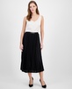 Women's Pleated Pull-On Belted Midi Skirt