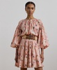 Women's Floral Voile Tiered Tie-Neck Dress