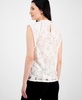 Petite Ruffled-Neck Cap-Sleeve Lace Blouse