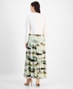 Women's Printed Smocked-Bodice Tiered Maxi Dress & Collarless Button-Front Jacket