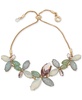 Gold-Tone Multi-Stone Flower Slider Bracelet