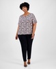 Plus Size Printed Short Sleeve Blouse