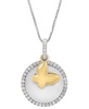 EFFY® Diamond Disc & Butterfly Two Charm 18" Pendant Necklace (1/4 ct. t.w.) in Sterling Silver & Gold-Plate