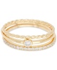 14k Gold-Plated 3-Pc. Set Pavé Band Rings