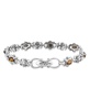 Sterling Silver Lapis Gemstone Concha Link Bracelet, Size Small