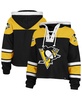 Women's Black Pittsburgh Penguins Cropped Superior Lacer Pullover Hoodie