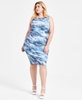 Trendy Plus Size Printed-Mesh Side-Ruched Dress, Exclusively at Macy's