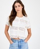 Women's Scoop-Neck Short-Sleeve Lace Top, Regular & Petites