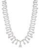 Cubic Zirconia Mixed Cut 18" Statement Necklace in Sterling Silver 