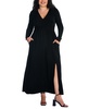Plus Size Long Sleeve V-neck Maxi Dress