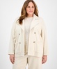 Plus Size French Terry Faux Double-Breasted Jacket