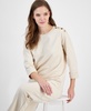 Women's French Terry Button-Shoulder Top