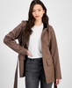 Women's Tie-Waist Snap-Front Hooded Rain Coat