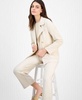 Women's Cropped Wide-Leg Knit Pants, Oversized Blazer & Sequin T-Shirt