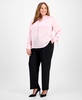 Plus Size Tie-Neck Stand-Collar Blouse