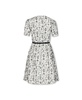Womens' Short Pleated Sleeve Woven Dress with Waist Tie