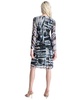 Petite Printed Side-Ruched Sheer-Sleeve Mesh Dress