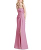 Women's Strapless Pleated Faux Wrap Trumpet Gown with Front Slit