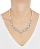 Cultured Freshwater Button & Potato Pearl (5-11mm) & Cubic Zirconia Fancy Collar Necklace in Sterling Silver, 16" + 2" extender