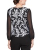 Petite Sheer-3/4-Sleeve Embroidered Stretch Tulle Top