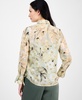 Women's Floral-Print Tie-Neck Blouse