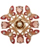 Gold-Tone Crystal & Imitation Pearl Butterfly Flower Pin 