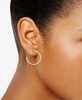High Polished Clear Crystal Duo C Hoop Earring Pair, Gold Plate and Silver Plate
