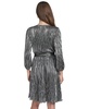 Women's Metallic-Stripe Tie-Waist V-Neck Dress