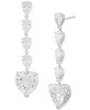 Cubic Zirconia Heart Dangle Drop Earrings in Sterling Silver