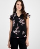 Women's Ruffle-Trim Tie-Neck Blouse