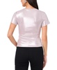 Women's Short Sleeve Crew Neck Metallic T-Shirt