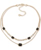 Gold-Tone Jet Stone & Crystal Layered Necklace, 16" + 3" extender