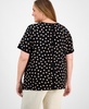 Plus Size Dot-Print Button-Back Top
