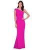 Women's Asymmetric-Neck Side-Pleat Scuba Gown