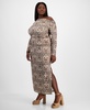 Trendy Plus Size Printed Knit Crepe Side-Slit Skirt, Exclusively at Macy's 