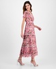 Women's Printed Surplice-Neck Flutter-Sleeve Dress