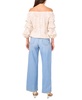 Women's Printed Linen-Blend Off-The-Shoulder Bubble-Sleeve Top