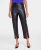 Women's Faux-Leather Front-Slit Straight Pants, Created for Macy's