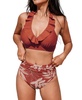 Women's Ruffled Halter Bikini Top & Tropical Bottoms Set