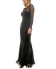 Women's Illusion-Trim Sequined Bodycon Gown