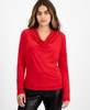 Petite Long-Sleeve Knit Cowlneck Top, Created for Macy's